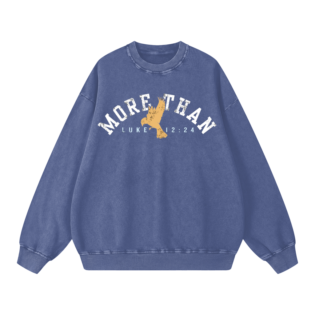 MORE THAN THE BIRDS-Snow Washed Oversized Sweatshirt