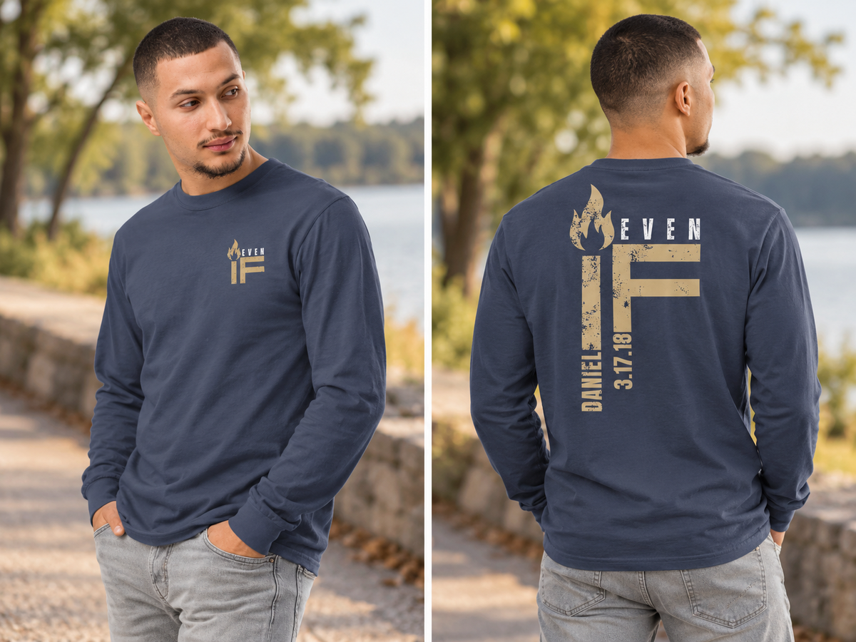 EVEN IF- Stitched Front/ print back Garment-dyed heavyweight long-sleeve shirt