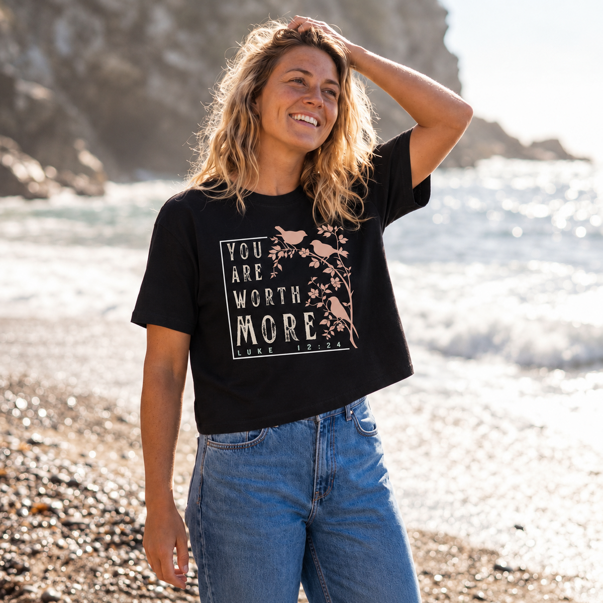 YOU ARE WORTH MORE-Women’s heavyweight boxy tee