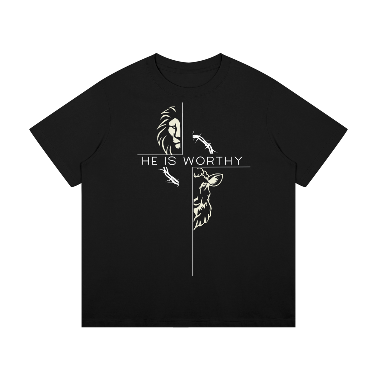 HE IS WORTHY-Unisex Mid-Weight faded Cotton T-Shirt
