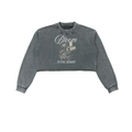 BLOOM IN THE DESERT-Snow Washed Raw Edge Cropped Sweatshirt