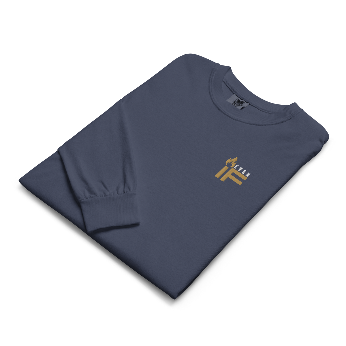 EVEN IF- Stitched Front/ print back Garment-dyed heavyweight long-sleeve shirt